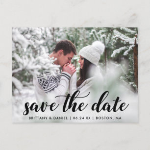 Save The Date Engagement Photo Modern Script B Postcard