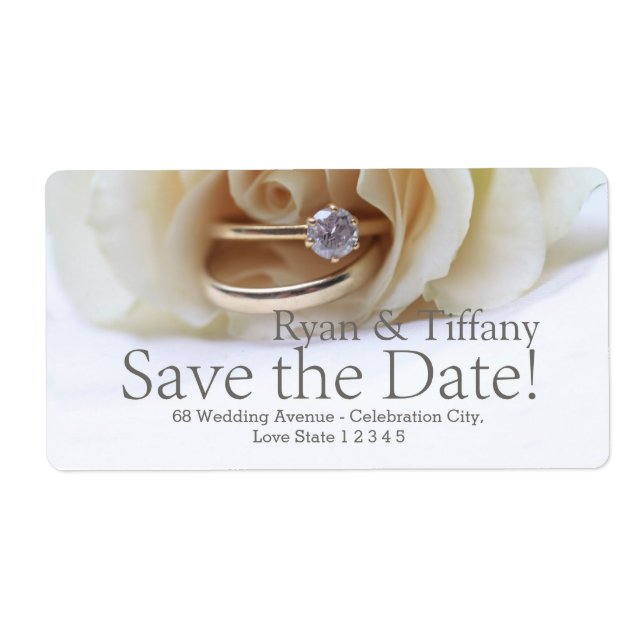 Save the Date Engagement ring and rose (Front)