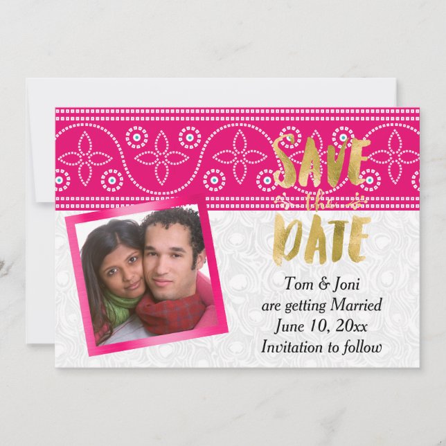 Save The Date Enregistrement de photo de mariage hindou indien p (Devant)