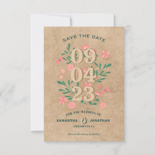 Save The Date Enregistrement rustique avec photo de mariage uniq (Devant)