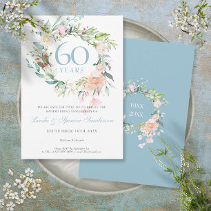 Save The Date Enregistrer la date 60e anniversaire Rose Garland