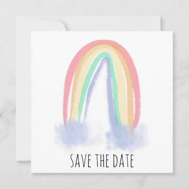 Save The Date enregistrer la date aquarelle peinte arc-en-ciel (Devant)