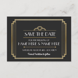 Save The Date Enregistrer La Date Art Déco Wedding Party Gold In