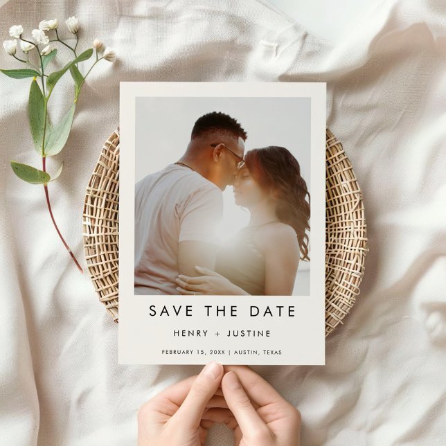 Save The Date Enregistrer la date avec photo, noir & blanc minim (Minimalist Save the Date with your favorite photo)