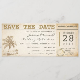 Save The Date enregistrer la date beach palm tickets - invitatio