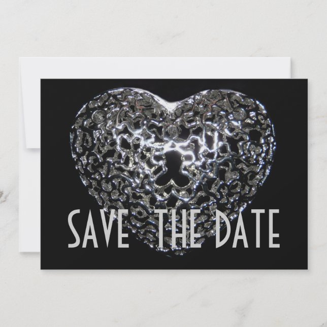 Save The Date Enregistrer la date - Bijou de coeur en métal goth (Devant)