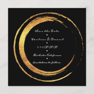 Save The Date Enregistrer La Date Black White Golden Circles Lux