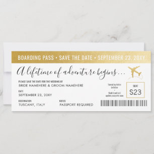 Save The Date Enregistrer la date Boarding Pass Simple Modern Go