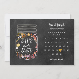 Save The Date Enregistrer la date Calendrier Heart Mason Jar Cha
