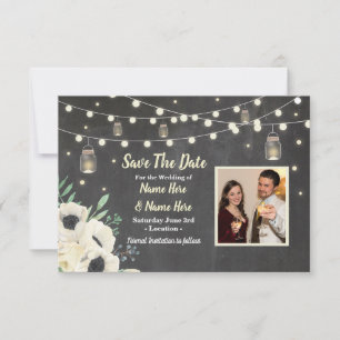 Save The Date Enregistrer La Date Chalk Rustic Fireflies Lumière