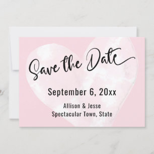 Save The Date Enregistrer la date Coeur d'aquarelle blanc sur la