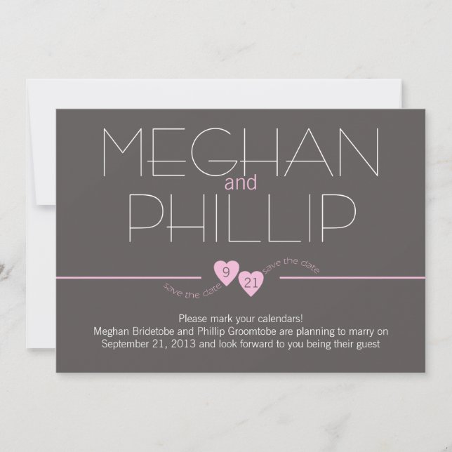 Save The Date Enregistrer la date Coeurs roses (Devant)