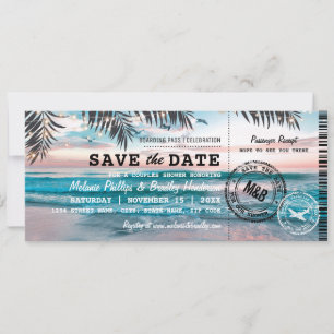 Save The Date Enregistrer la date Couples Douche Tropical Beach