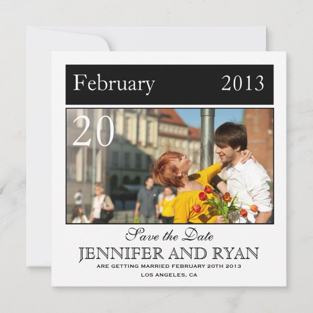 Save The Date Enregistrer la date de mariage photo noir classiqu (Devant)