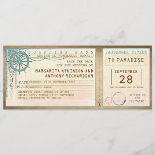 Save The Date enregistrer la date d'embarquement billets vintage