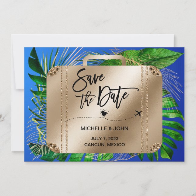 Save The Date Enregistrer la date Destination Mariage valise voy (Devant)