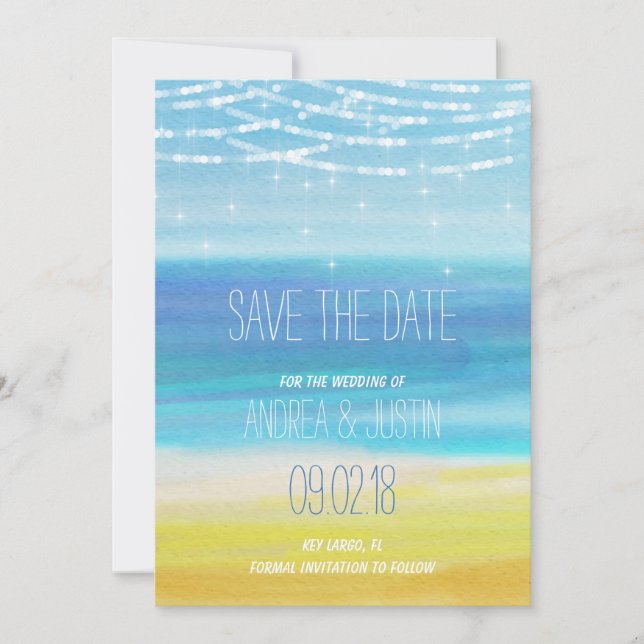 Save The Date Enregistrer la date d'un mariage à la plage (Devant)