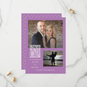 Save The Date Enregistrer la date Elegant 2-Photo Lavender Maria