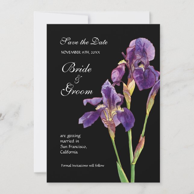 Save The Date Enregistrer la date - Elegant Iris Monogram Invita (Devant)