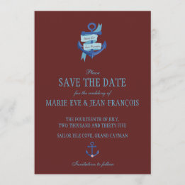 Save The Date Enregistrer la date Elegant Nautical Ancre