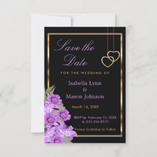 Save The Date Enregistrer la date - Elegant Purple Flower Mariag
