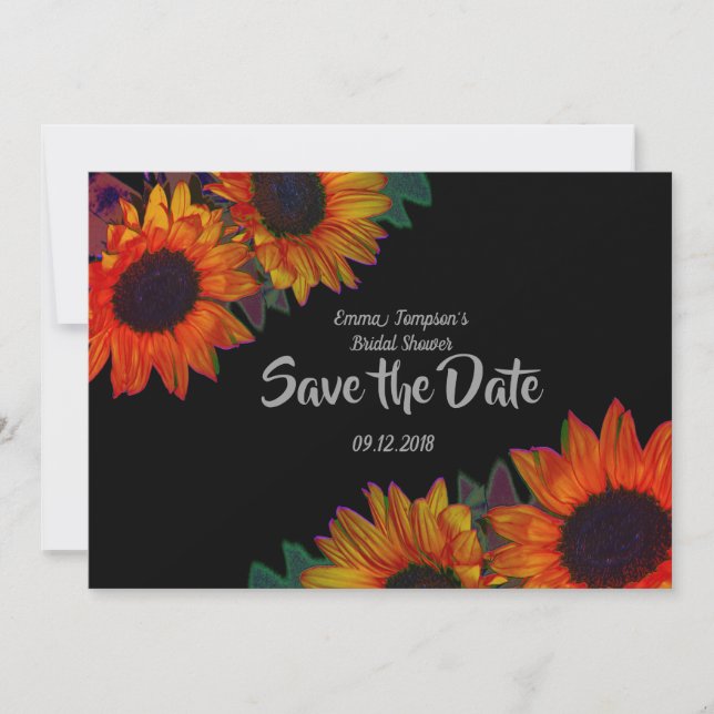Save The Date Enregistrer la date, Fête des mariées tournesol (Devant)