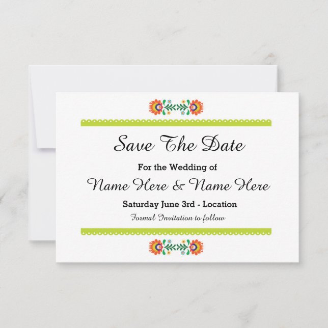 Save The Date Enregistrer La Date Fiesta Mexicaine Mariage Lime  (Devant)