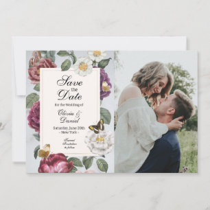 Save The Date Enregistrer La Date Floral Bloom Butterfly Flowers