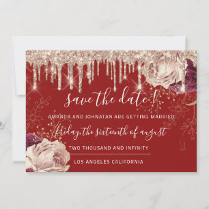 Save The Date Enregistrer La Date Florals Rose Gold Drives Bourg
