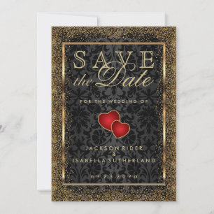 Save The Date Enregistrer la date Gold Confetti et Black