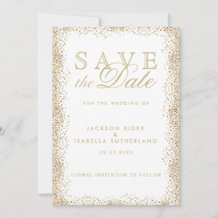 Save The Date Enregistrer la date Gold Confetti et Blanc