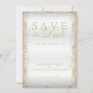 Save The Date Enregistrer la date Gold Confetti et Blanc