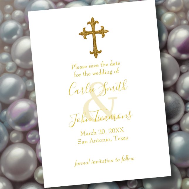 Save The Date Enregistrer la date Gold Cross N'importe quelle co (Créateur téléchargé)