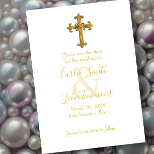 Save The Date Enregistrer la date Gold Cross N'importe quelle co