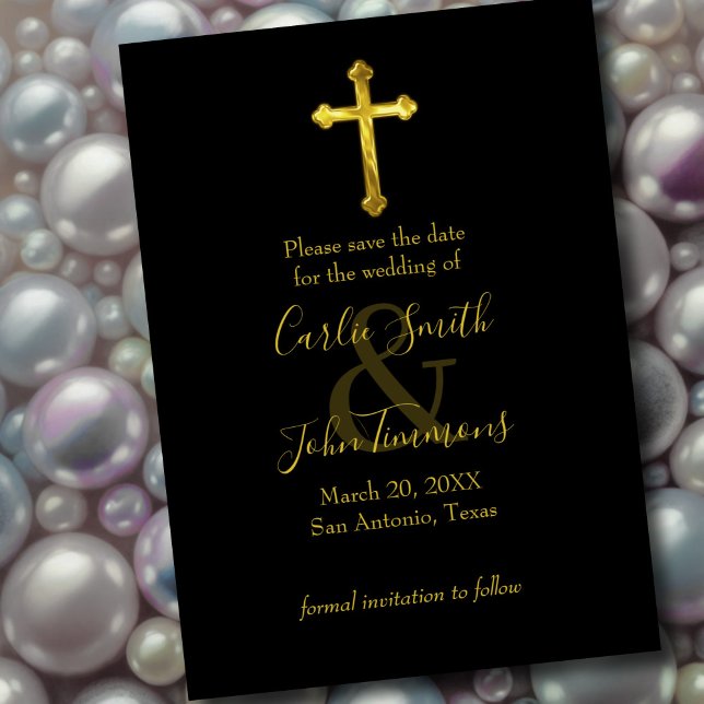 Save The Date Enregistrer la date Gold Cross N'importe quelle co (Créateur téléchargé)