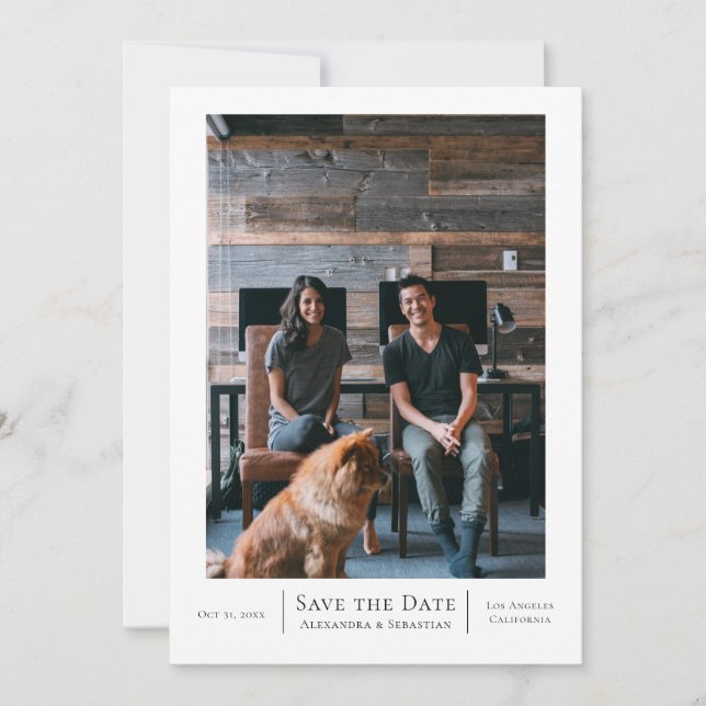 Save The Date Enregistrer la date gris blanc Mariage personnalis (Devant)