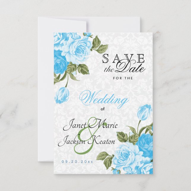 Save The Date Enregistrer la date Joli bébé Fleurs de mariage bl (Devant)