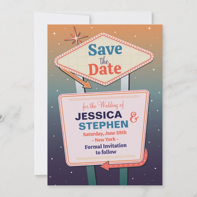 Save The Date Enregistrer La Date Las Vegas Casino Style Mariage (Devant)