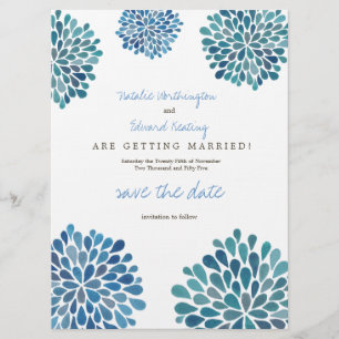 Save The Date Enregistrer la date Linge de maison Fleur Bleu Fle