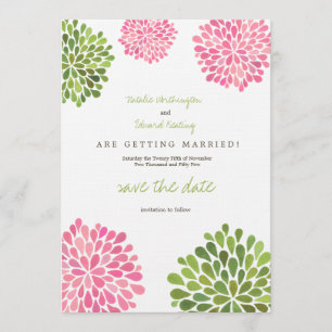 Save The Date Enregistrer la date Linge rose et vert Fleur fleur