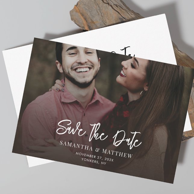 Save The Date Enregistrer la date manuscrite photo mariage éléga (Modern Photo Wedding Save the Date Announcement)