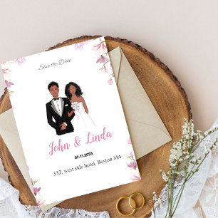 Save The Date Enregistrer la date, mariage, couple noir,