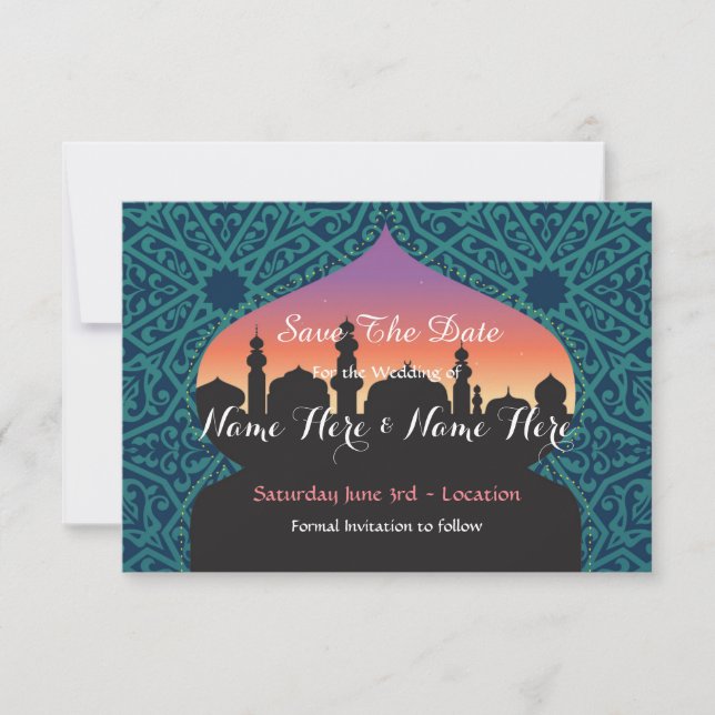 Save The Date Enregistrer la date Mariage des nuits arabes Invit (Devant)