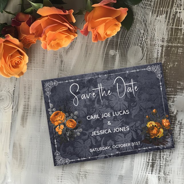 Save The Date Enregistrer la date Mariage d'Halloween Rose orang (Créateur téléchargé)