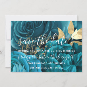 Save The Date Enregistrer La Date Mariage Mariée Floral Gold Blu