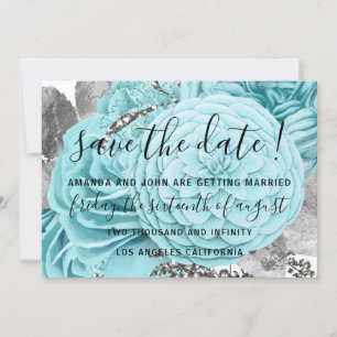 Save The Date Enregistrer La Date Mariage Mariée Roses Aqua 