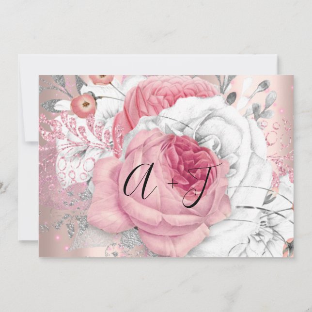 Save The Date Enregistrer la date Mariage mariée Roses rose arge (Dos)