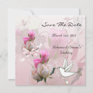 Save The Date Enregistrer La Date Mariage Rose Fleurs Blanches D