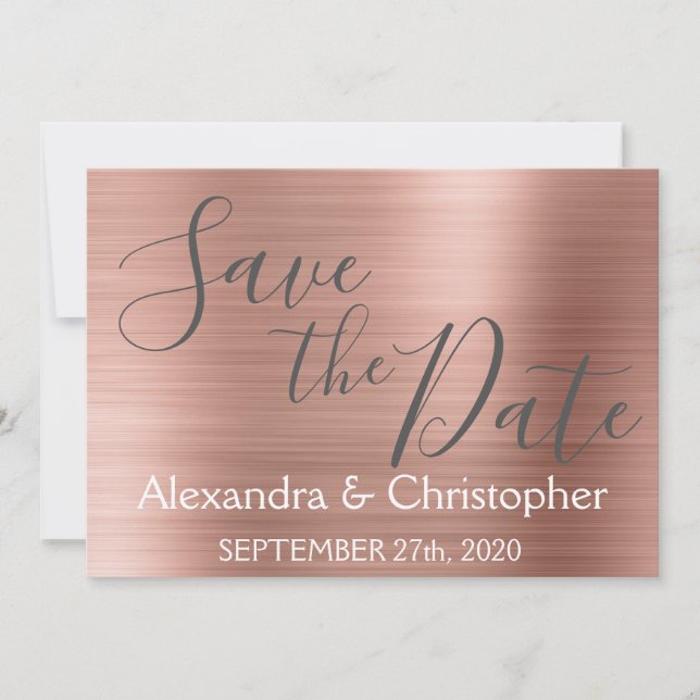 Save The Date Enregistrer la date Mariage Rose Gold Rose Pink Fo (Devant)