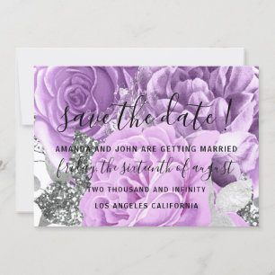 Save The Date Enregistrer la date Mariage Roses de mariée violet